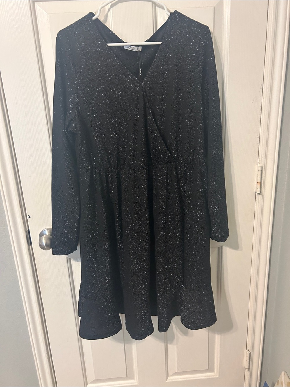 Glitter Black Long-Sleeve Tween Dress by